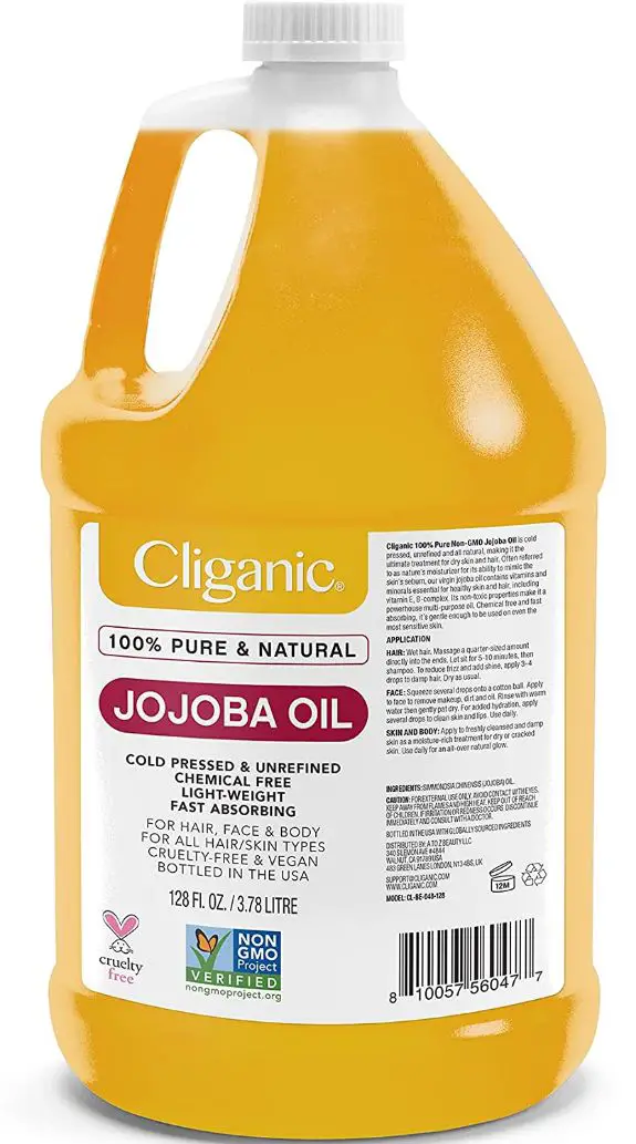 Cliganic Organic Jojoba Oil 128oz With Pump (Gallon Size), Bulk, 100% Pure - Non-GMO - Cold Pressed - Unrefined