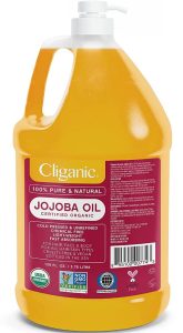 Cliganic Jojoba Oil Non-GMO, Bulk Gallon 128oz | 100% Pure, Natural Cold Pressed Unrefined Hexane Free Oil For Hair & Face