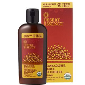 Desert Essence Coconut, Jojoba, and Pure Coffee Oil - For Body, Face, And Scalp
