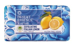 Desert Essence Exfoliating Italian Lemon Soap Bar -Jojoba, Lemon & Palm Oil