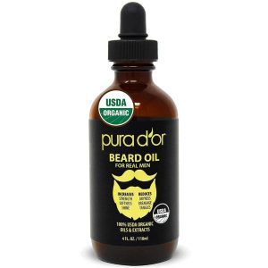 PURA D'OR Beard Oil USDA Organic 100% Pure Natural Leave-In Conditioner w/Argan & Jojoba Oil