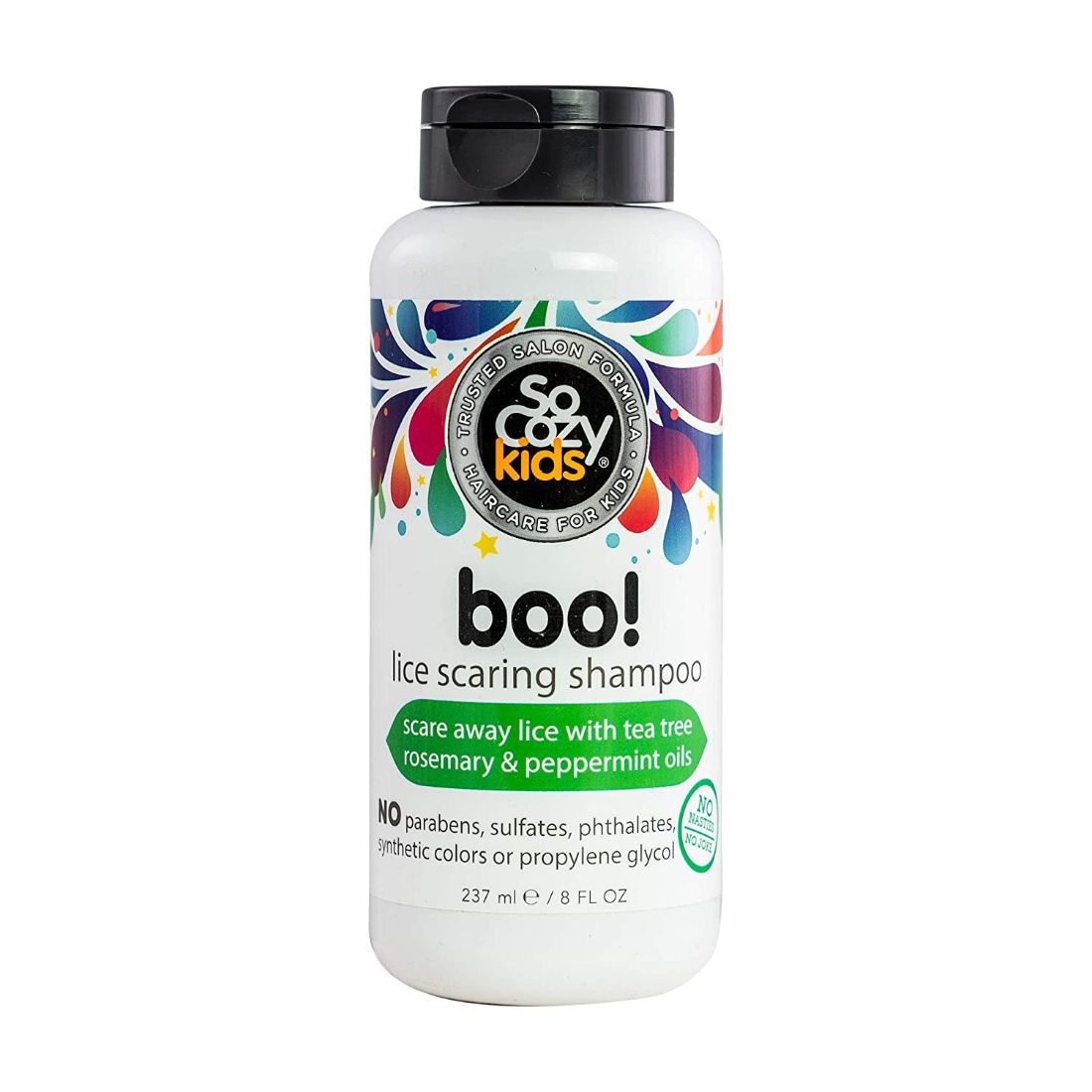 SoCozy Boo! Lice Scaring Shampoo For Kids Hair Scare Away Lice With Tea Tree Oil and Rosemary